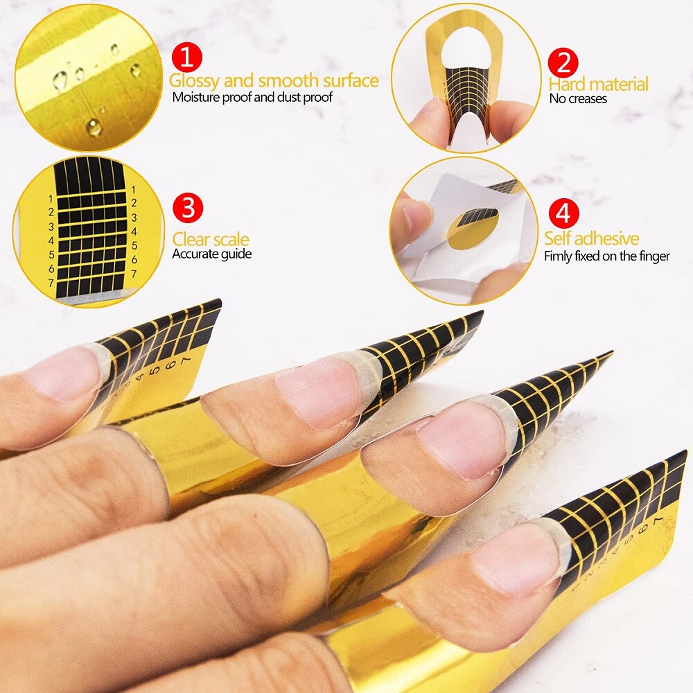 500 PCS Square Nail Forms Extension for Acrylic/Gel