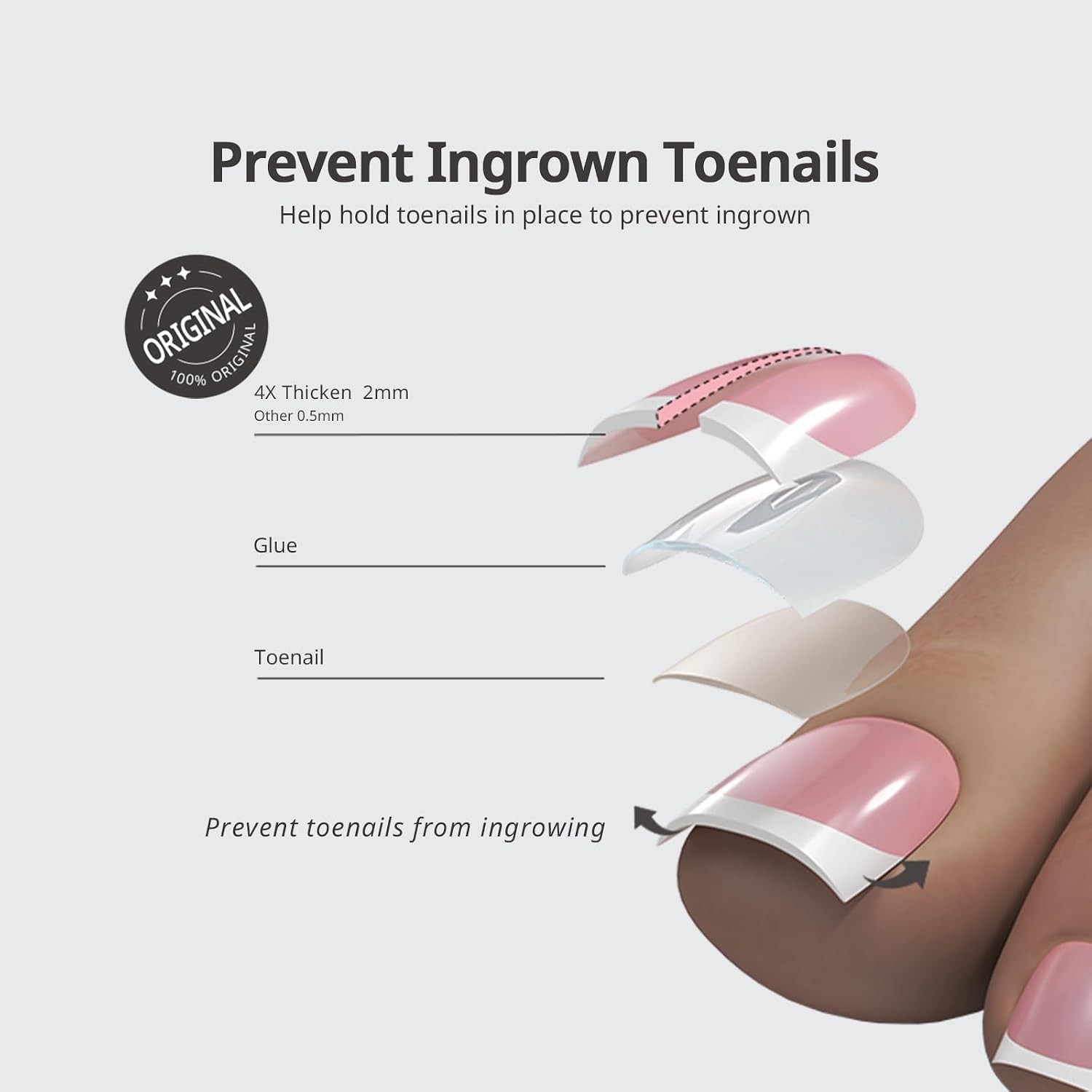 BTArtboxnails XCOATTIPS Press On Toenails, S-L, Pink, 150ct