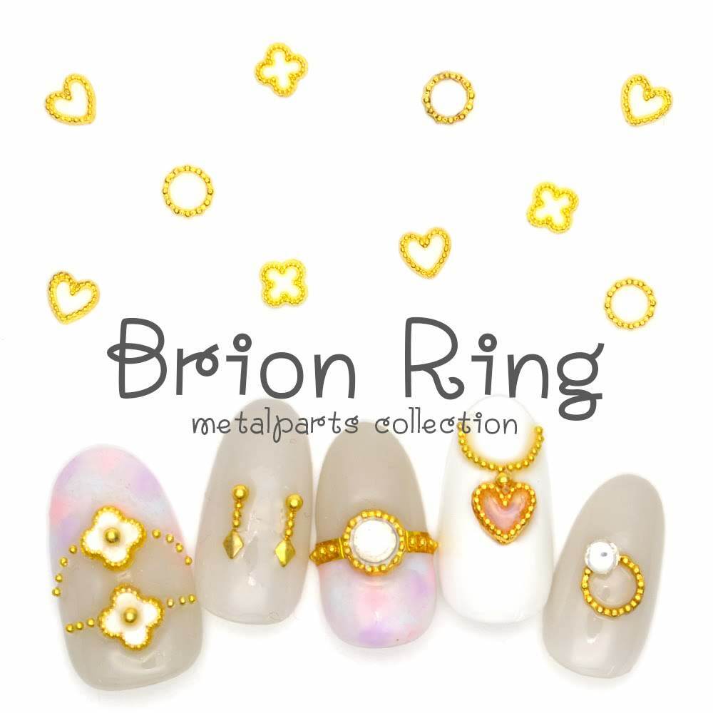 10/20pcs 3D Hollowout Gold Brion Frame Ring Heart Nail Art Charms DIY Decoration