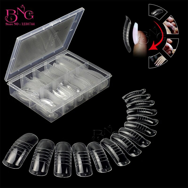 120un French Almond Dual Fake Nail Form Poly Gel System Acrylic DIY UV Art Mold