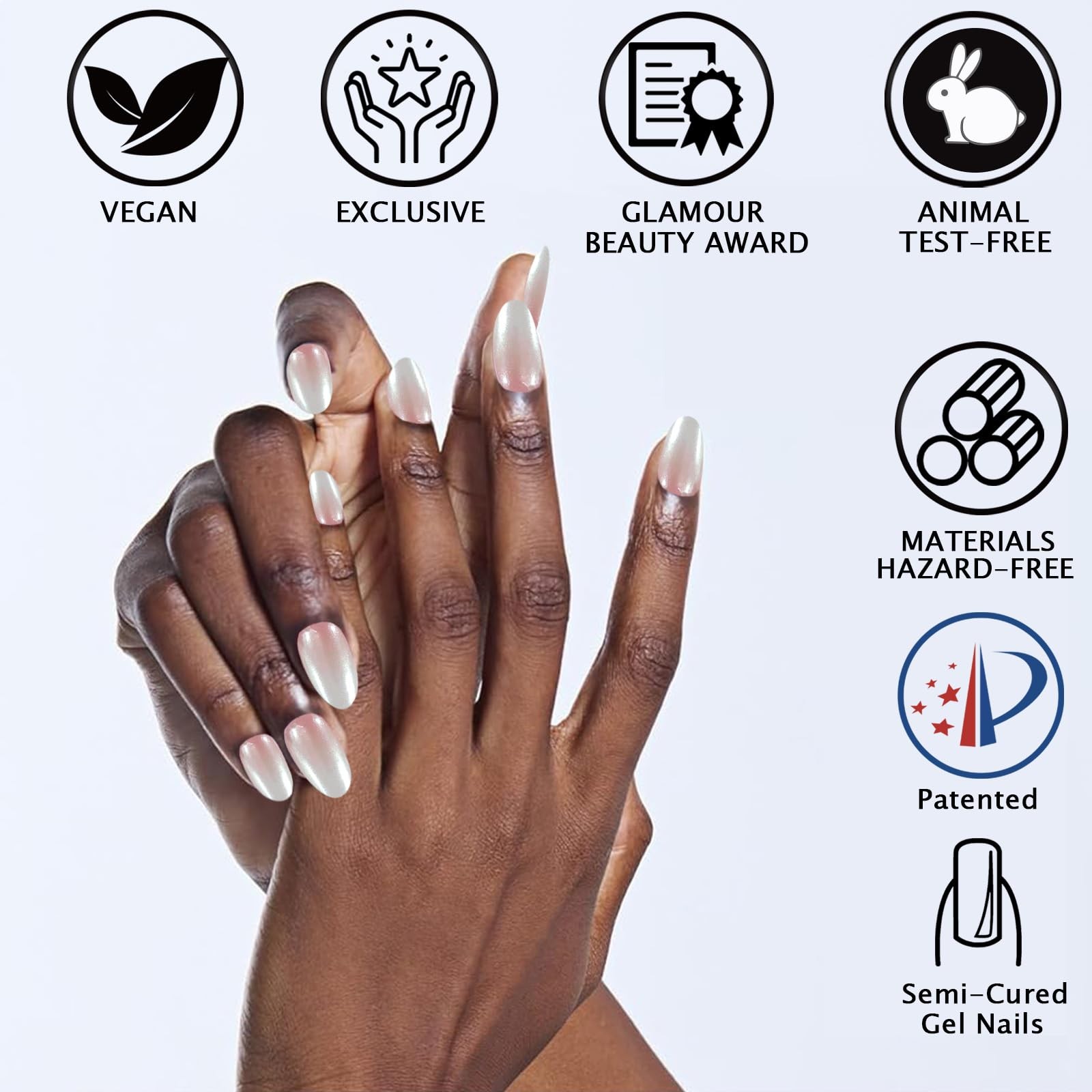 Semi Cured Gel Nail Strips UV Light Needed 20PCS Ombre Nude Gel Nail Stickers…