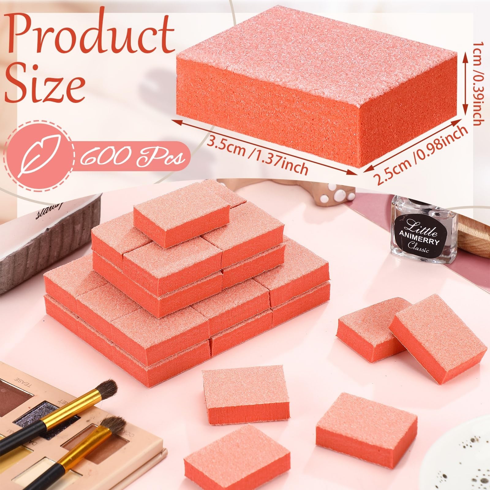 600 Mini Nail Buffer Blocks 80/100 Grit – 2 Sided Professional Nail Files for Ac