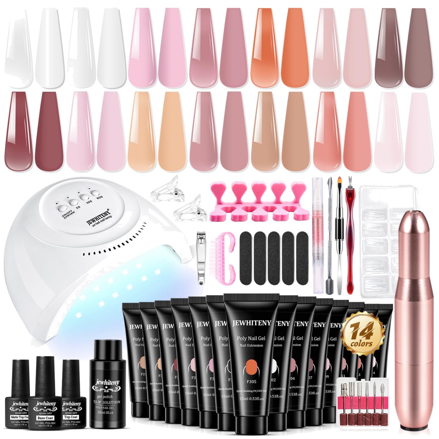 Luxury Poly Gel Nail Extension Kit with UV Lamp & All Essential Tools Included