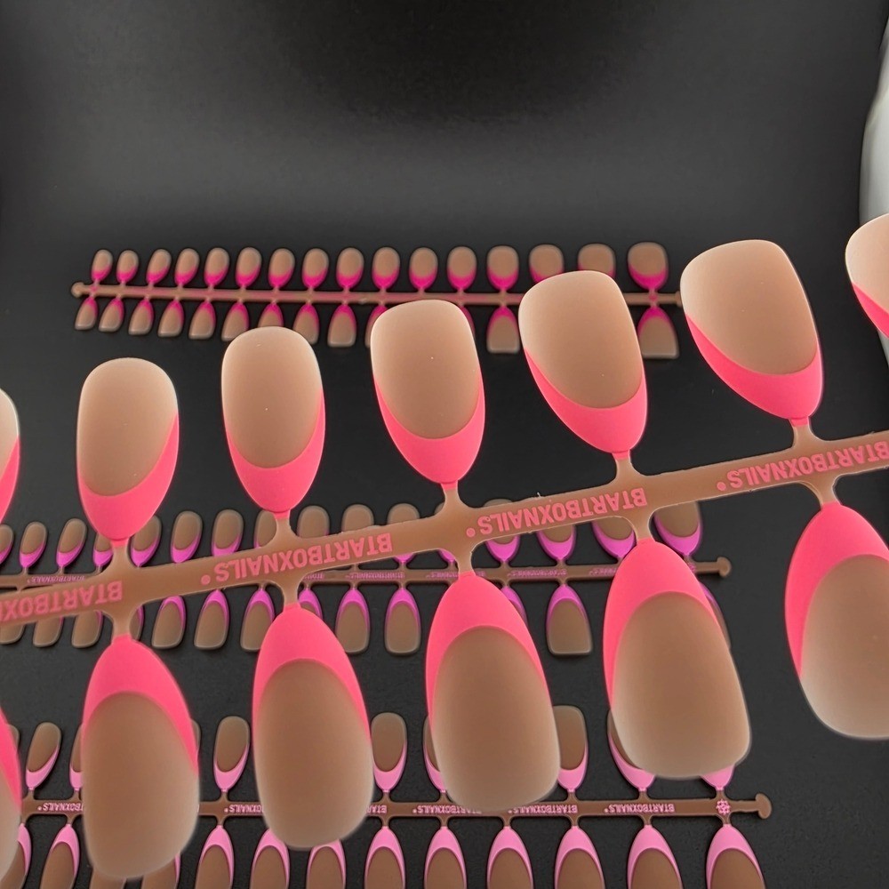 NIB XCoat Tips Pink Press-On Nails Small Almond Shape 160 Pieces In Dark Base