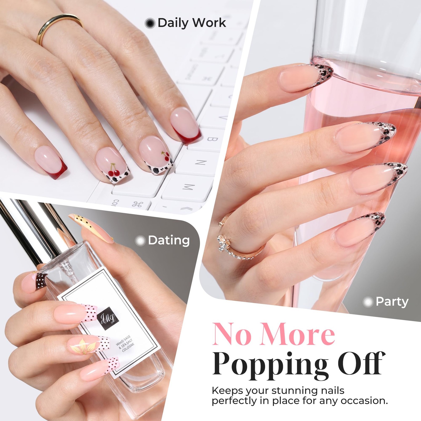UNA GELLA Solid Nail Glue Gel 15ml Lamp Curing Needed Solid Soak