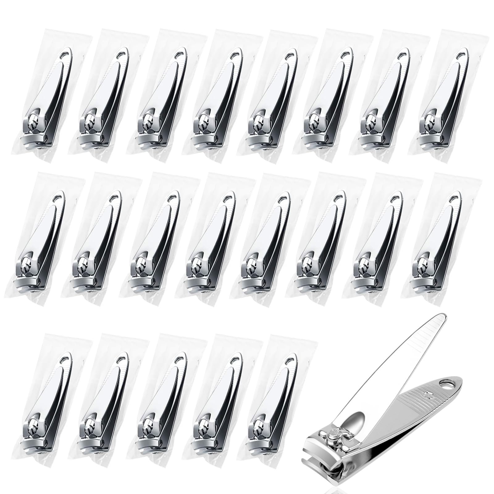 50 Pack Stainless Steel Nail Clippers Bulk, Bulk Nail Clippers for Homeless I…