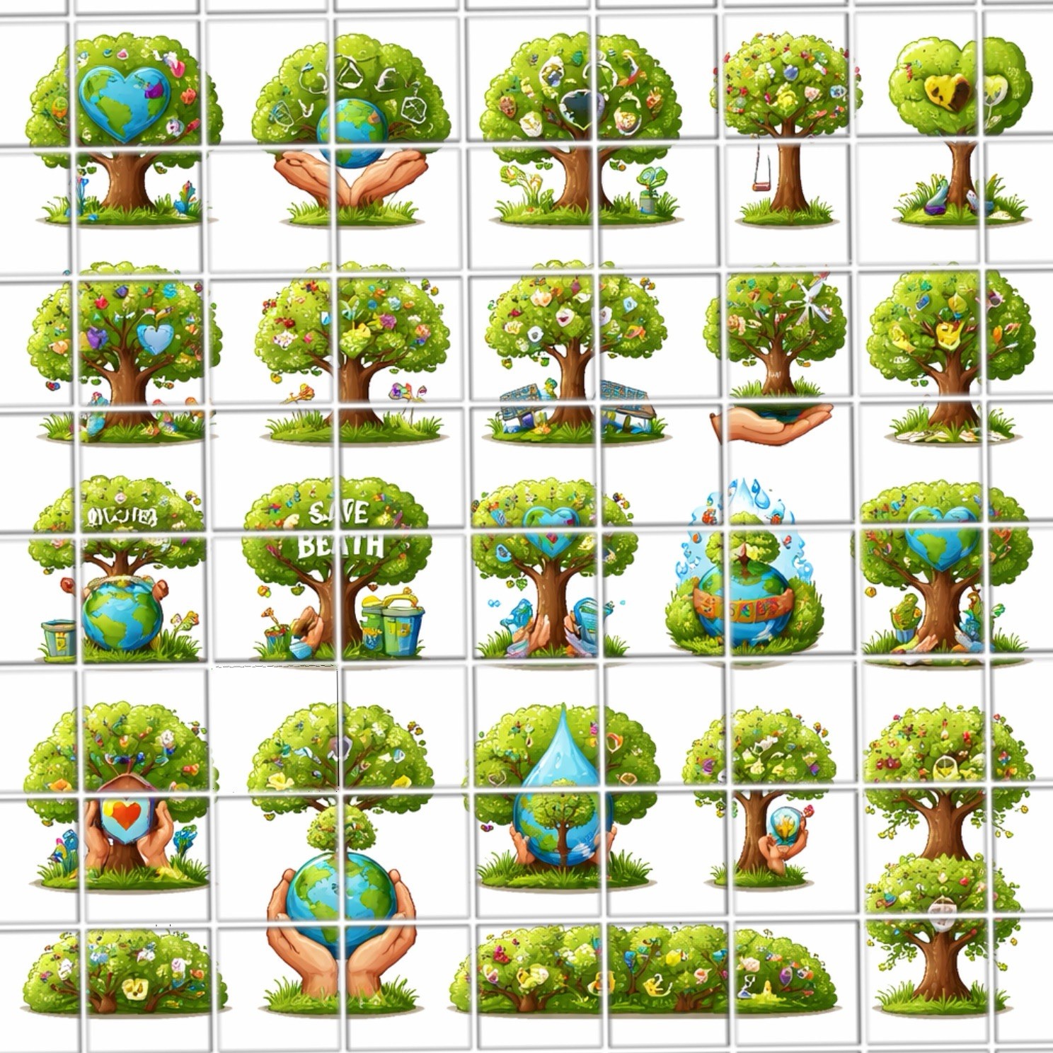 Earth Day Tree’s Waterslide Finger Nail Decals Set Of 50 Ins Bonus Inc.