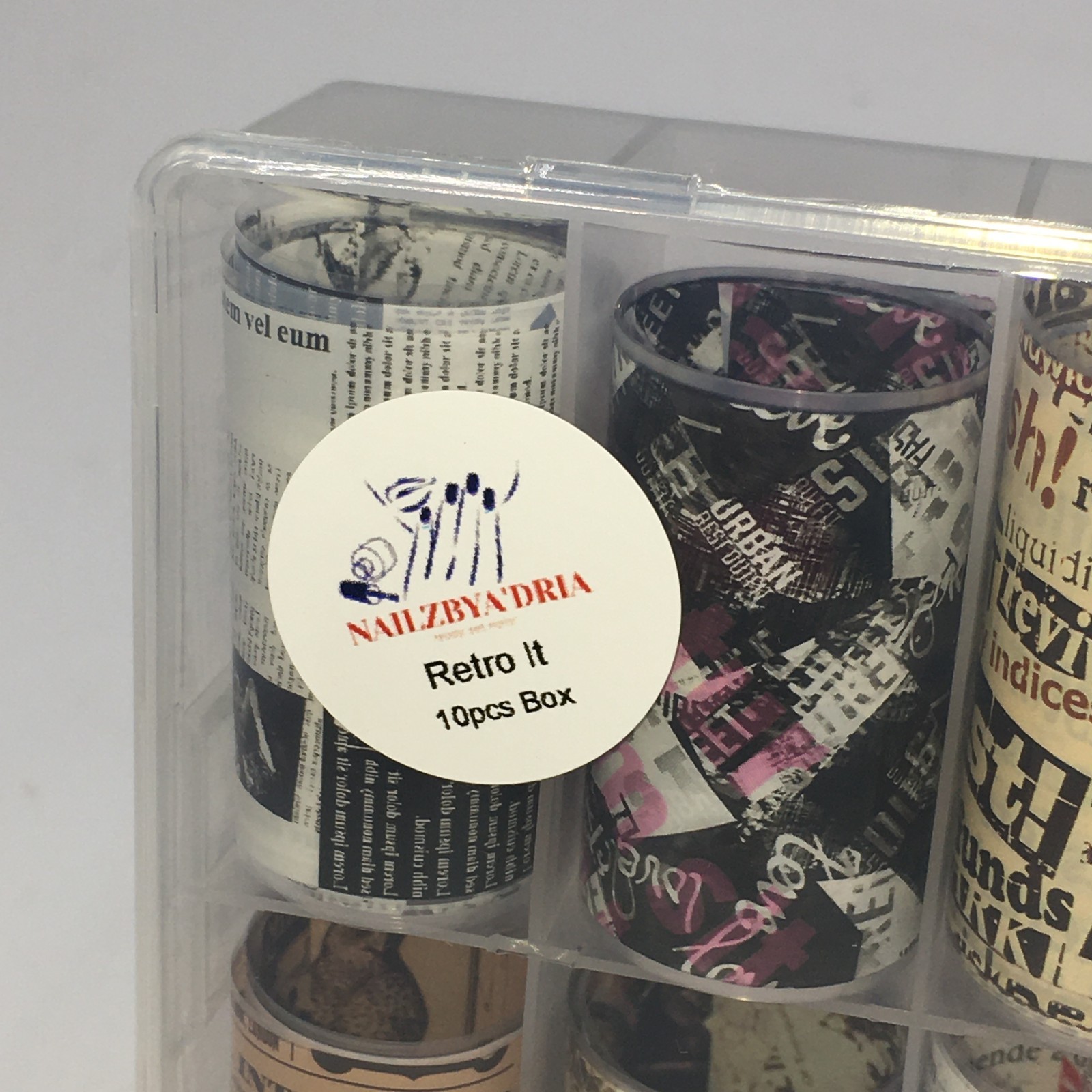 Unbranded 10 Piece Box Set of Nail Foil Transfer Stickers “Retro It” MultiColor