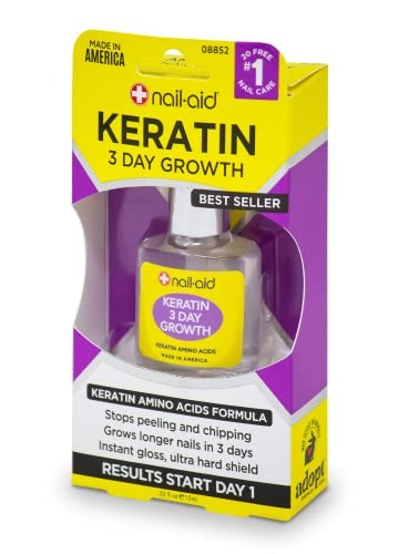 Nail-Aid Keratin 3 Day Growth Nail Treatment & 0.55 Fl Oz (Pack of 1), Clear