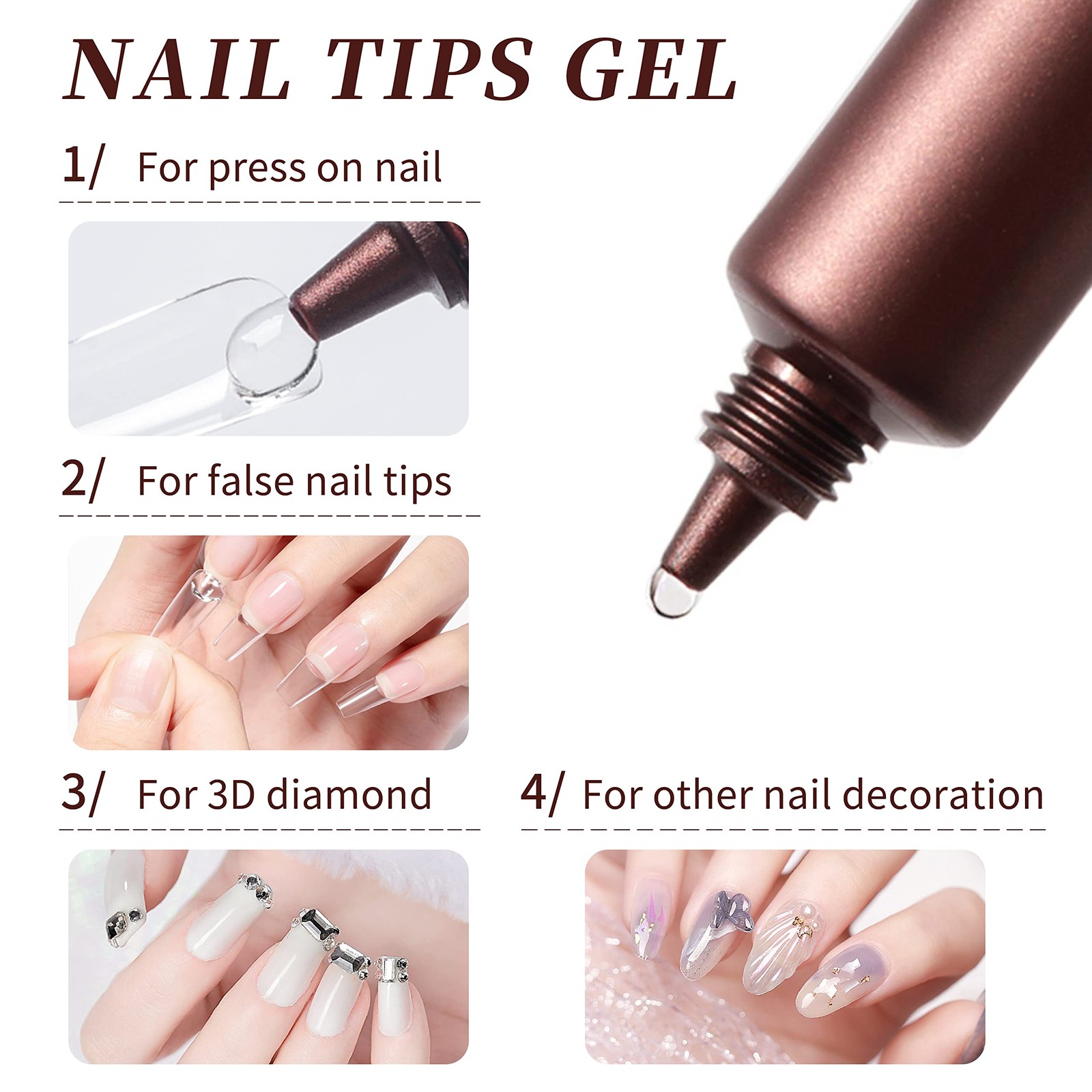 Nail Gel Glue 20ml 2PCS for UV Acrylic Tips – Solid Adhesive for Fake Nails -…