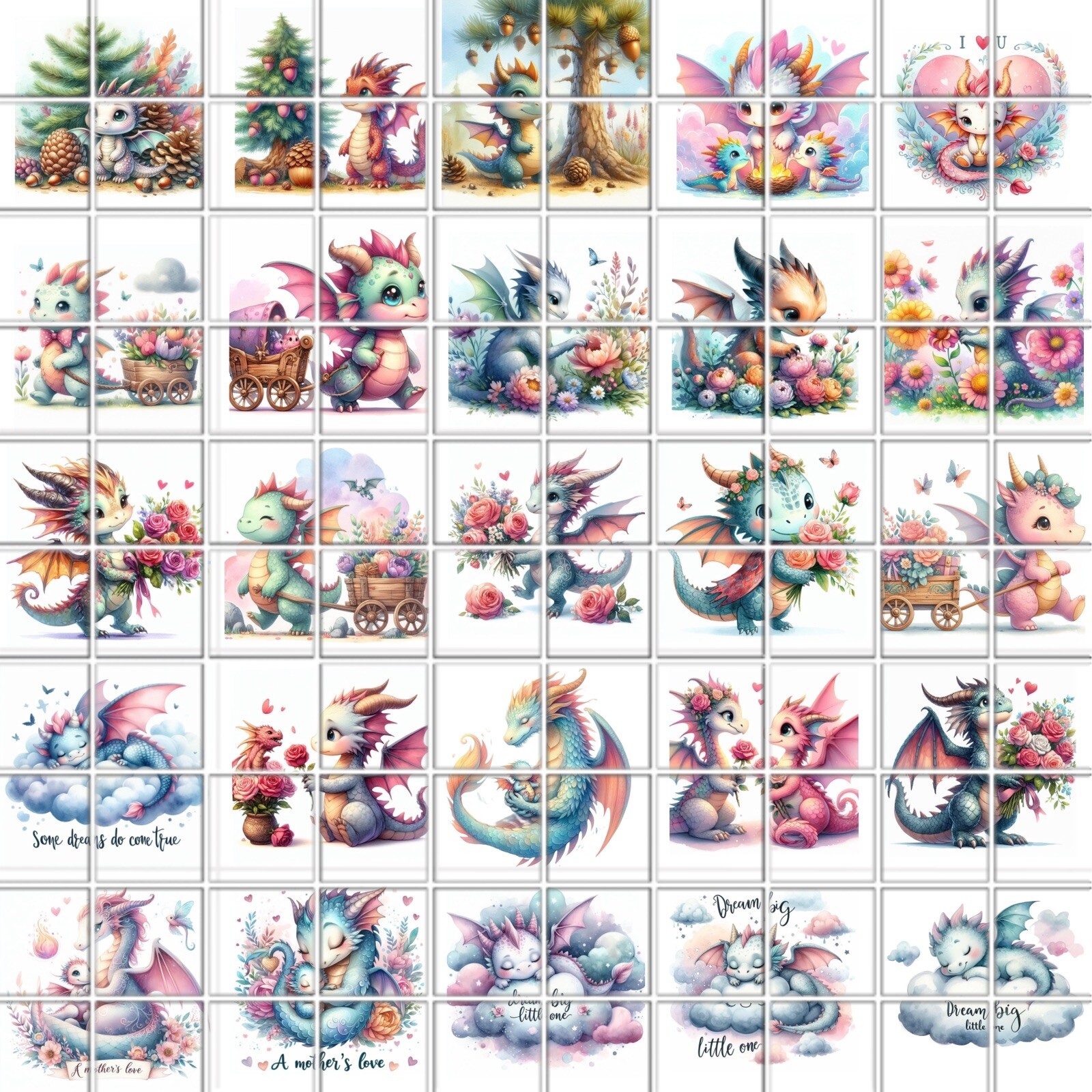 Baby Dragons Waterslide Nail Art Decals Set Of 50 Instructions & Bonus