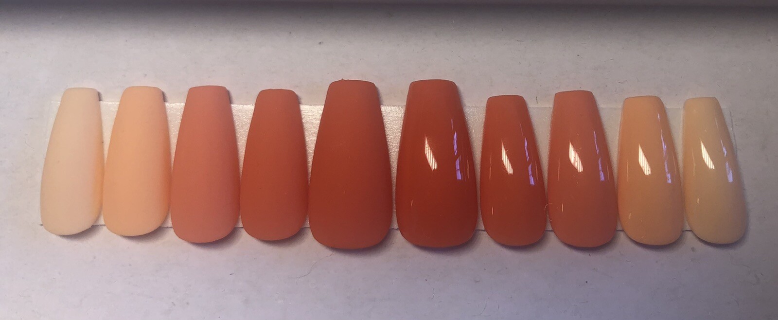 orange tones, matte and glossy press on nails