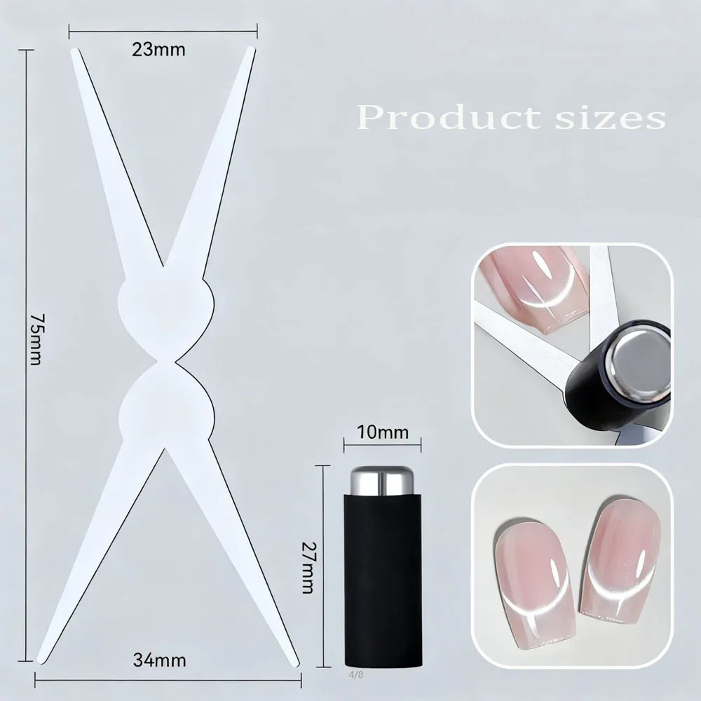 3D Double Headed Nails French Shape Strong Cat Eye Magnet Nail Art Gel Polish Ma