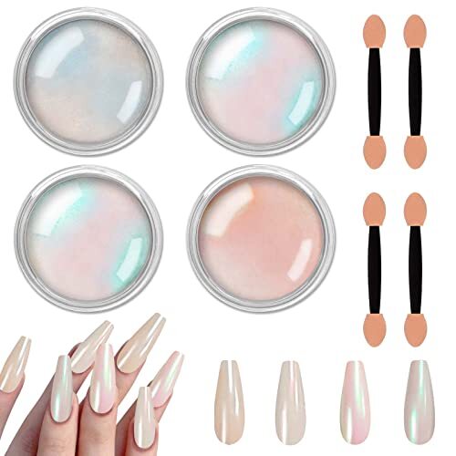 Chrome Nail Powder Metallic Mirror Effect Pigment Iridescent Aurora, Mermaid