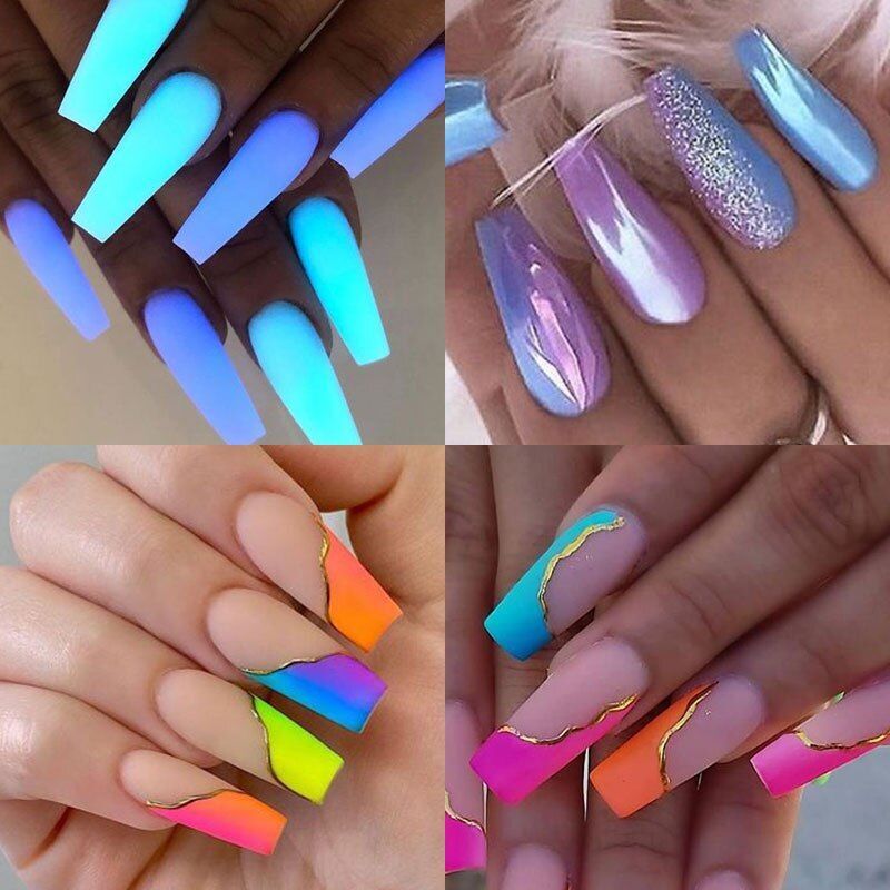Fluorescent Mirror Nail Powder – Nail Art Glitter Pigment Manicure Accessories 1