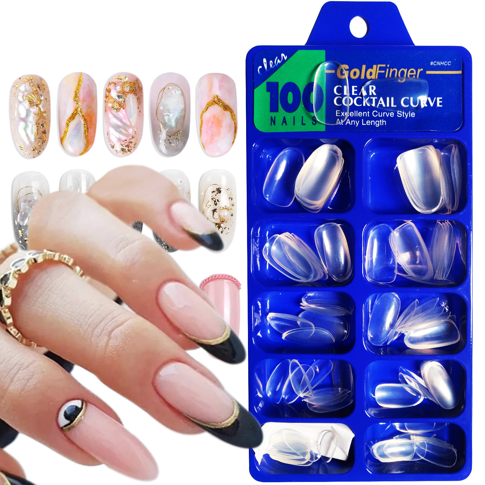 [DDP] Oval Acrylic Artificial False Nail Tips 100x Rounded Full Cover Fake Nail