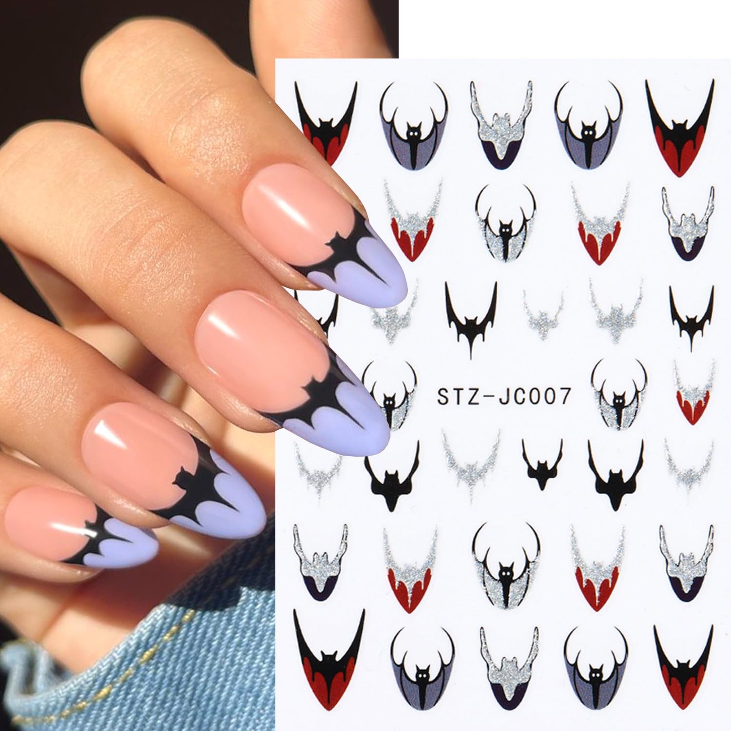 4 Sheets Halloween Nail Stickers for Nail Art Glitter Droplet Spider Nail Dec…