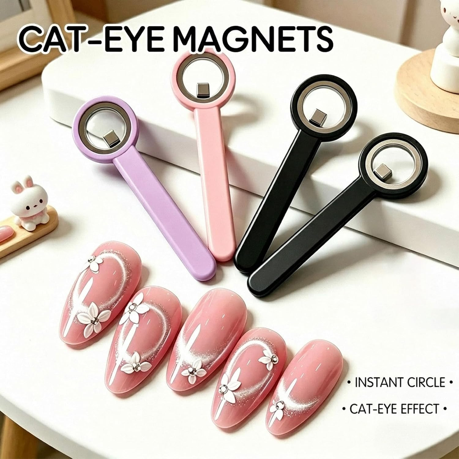 2026 Upgrade Ring-Shaped Cat Eye Magnet for Nails,2-In-1 Circle & Y Shape Nail