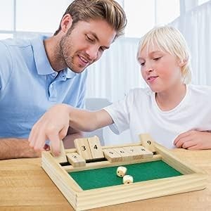 Win SPORTS Wooden Shut The Box Game – Dice 2 Player,Board Large, Wood