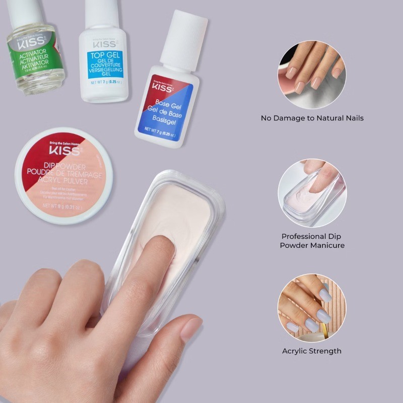 l Salon Dip Manicure Kit – Dipping Powder & 40 Fake Nails – 49ct