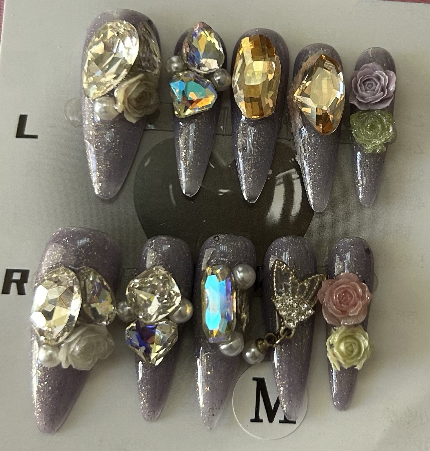 Acrylic Press-On Bling Nails