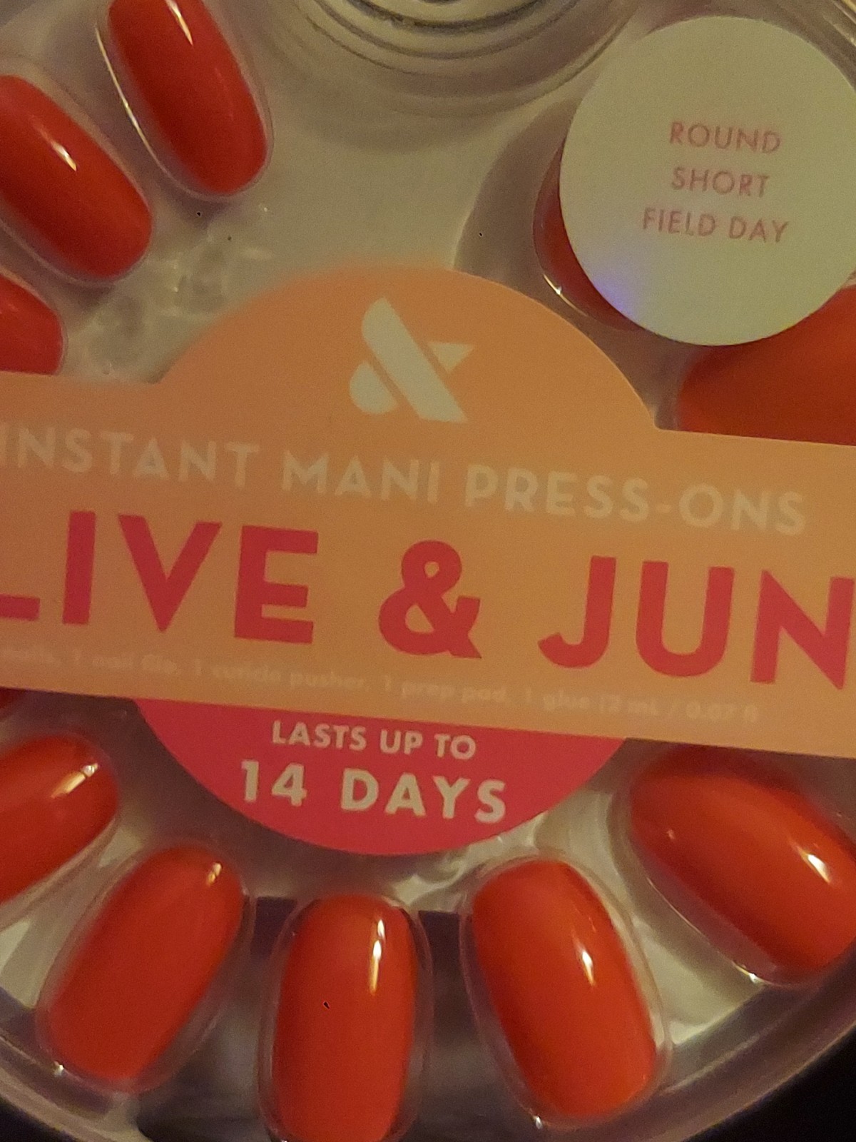5- Press On Instant Mani Olive & June Round Short Hot 🍓 2 Field Day Neon Citrus