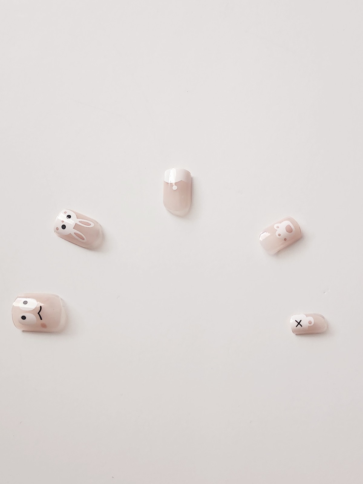 24 Pcs Cute Bunny Square Short Nails DIY Easy Press On