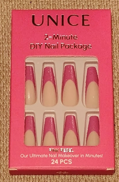 Unice 2-Minute Press On Pink Rebel 24 Pieces DIY Nail Package