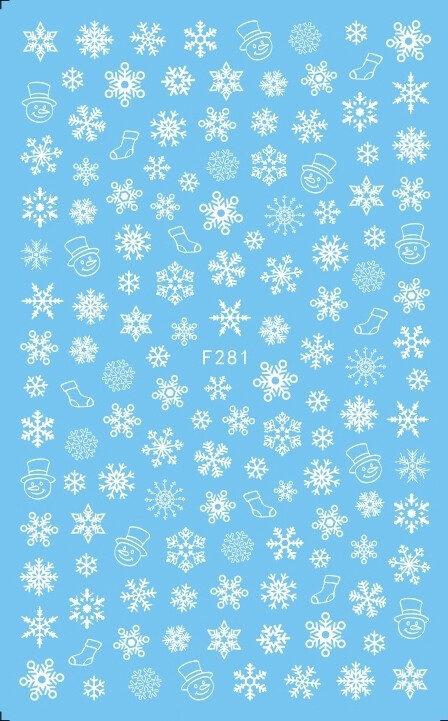 Christmas Winter New Year Snowflake Snowman Stocking 3D Art Nail Sticker F281