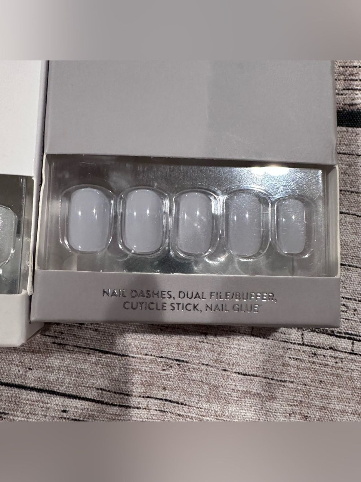 Lot of 4 Red Aspen Nail Dashes Press-On Nails – Neutral Gray & White Sets