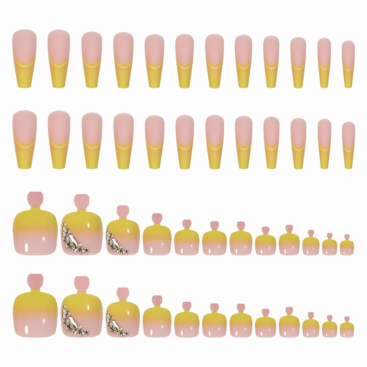 Press on Toenails French Tip Toe Nails 120Pcs Soft Gel X Toe Nail Tips, Yellow