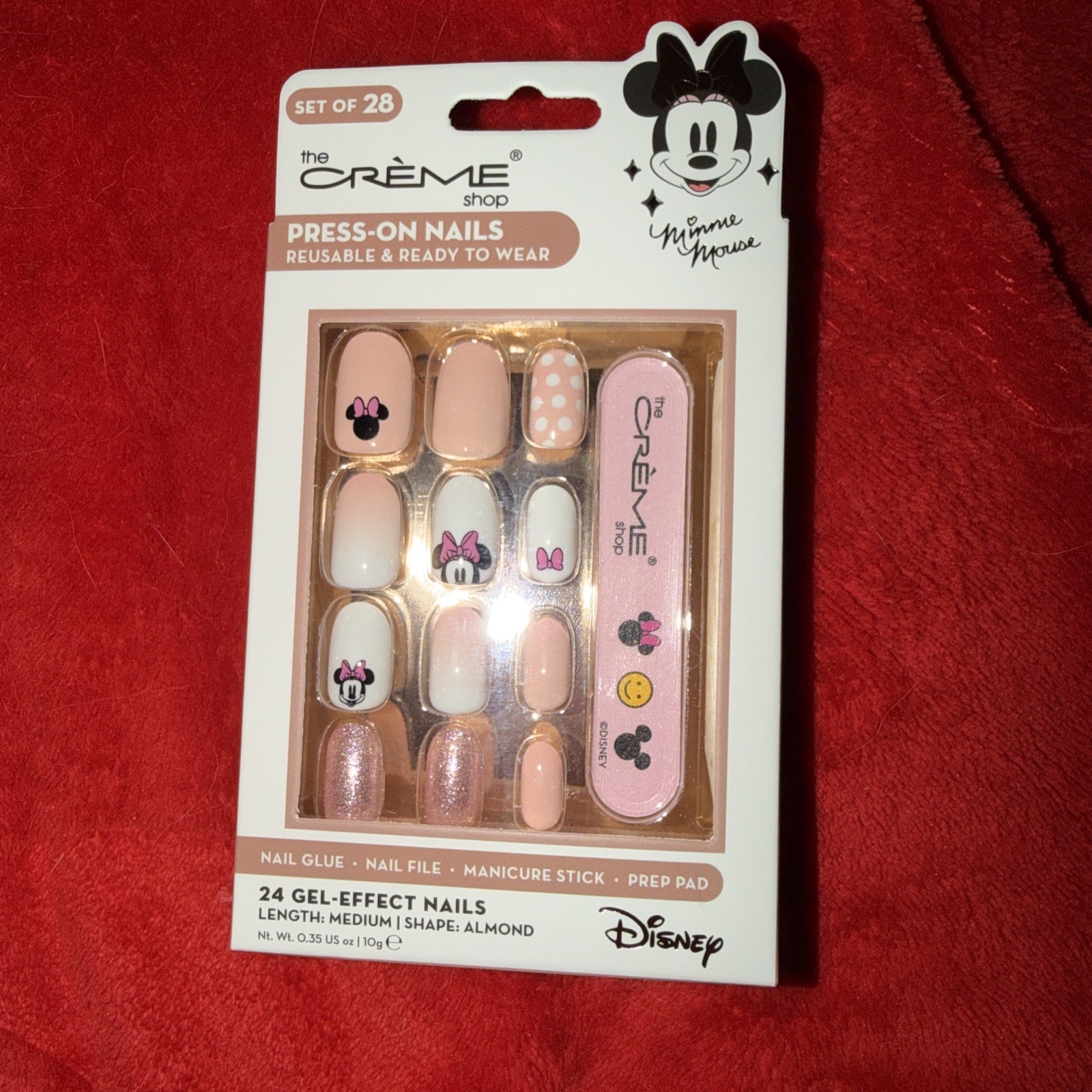 The Crème Shop Minnie Mouse Reusable Press On Nails 24 Gel Effect Med Length