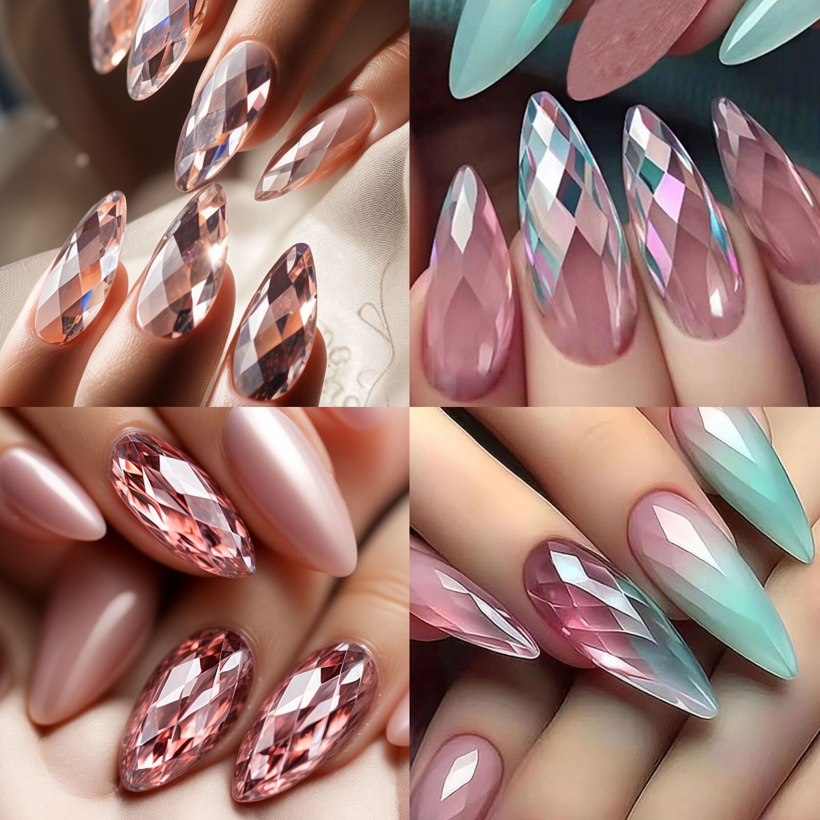 1 Box Ballerina Almond Square False Nail Art Tips Diamond Shape Press on nails
