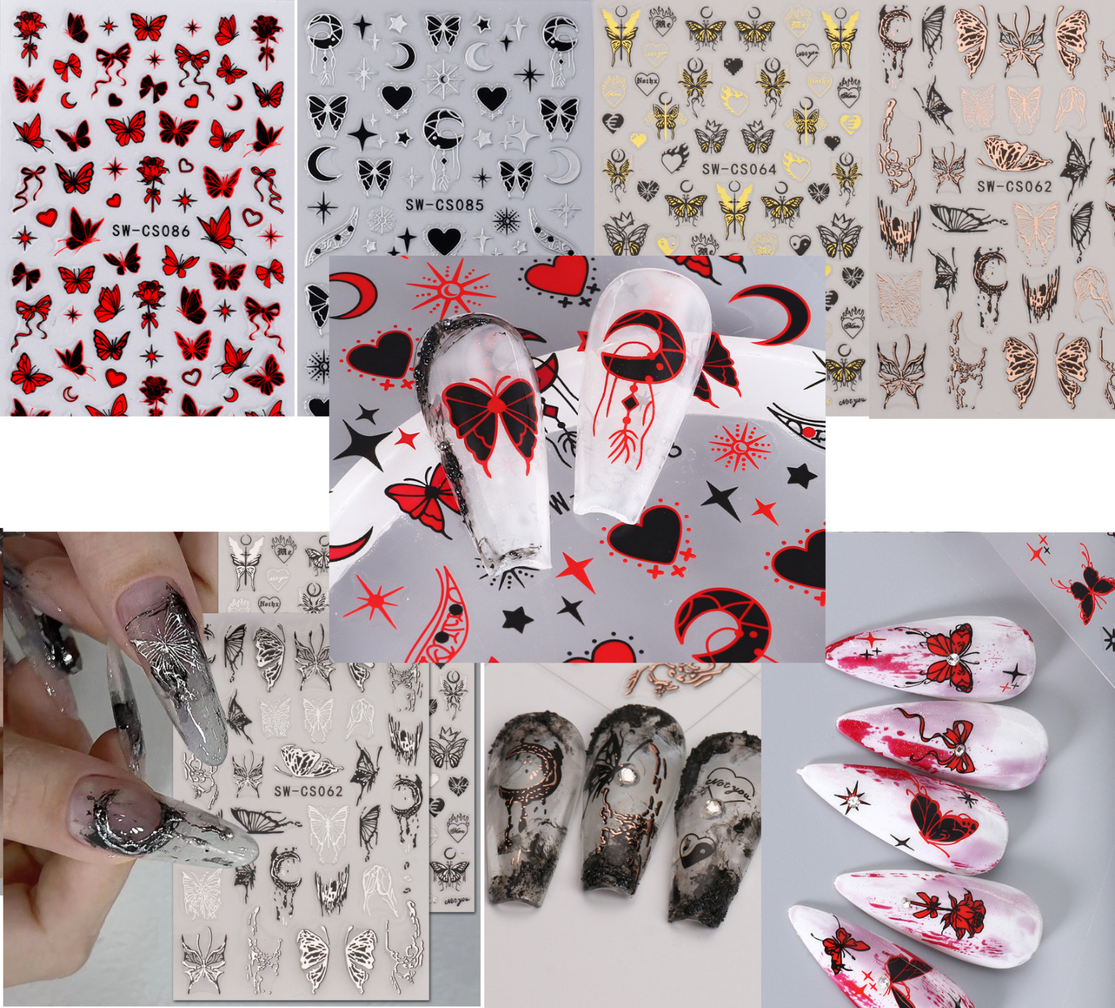 Nail Art Decoration Rose Flower Butterfly Nail Decal Self Adhesive stickers NS53