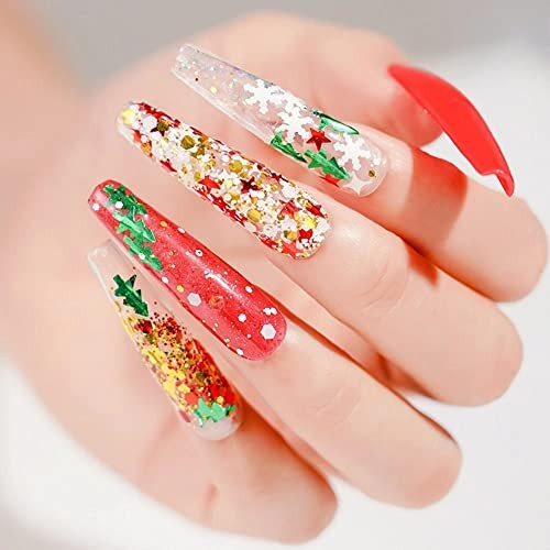 Christmas Nail Glitter Sequins, 24 Grids Holographic Nail Art Flakes Snowflake