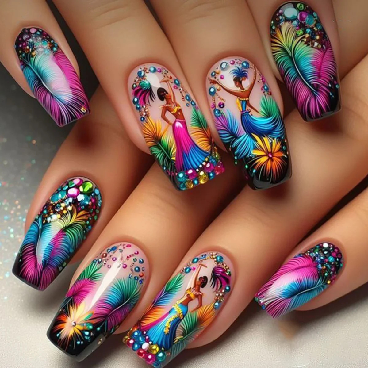 24pcs set Spring Summer Press On Nails Short Medium Long Fake Nails For Women