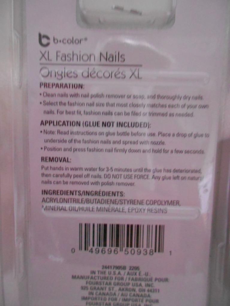 Lot 3 12pk B-Color XL Green Plaid, Purple Tip & Black Marble Fashion Nails NEW