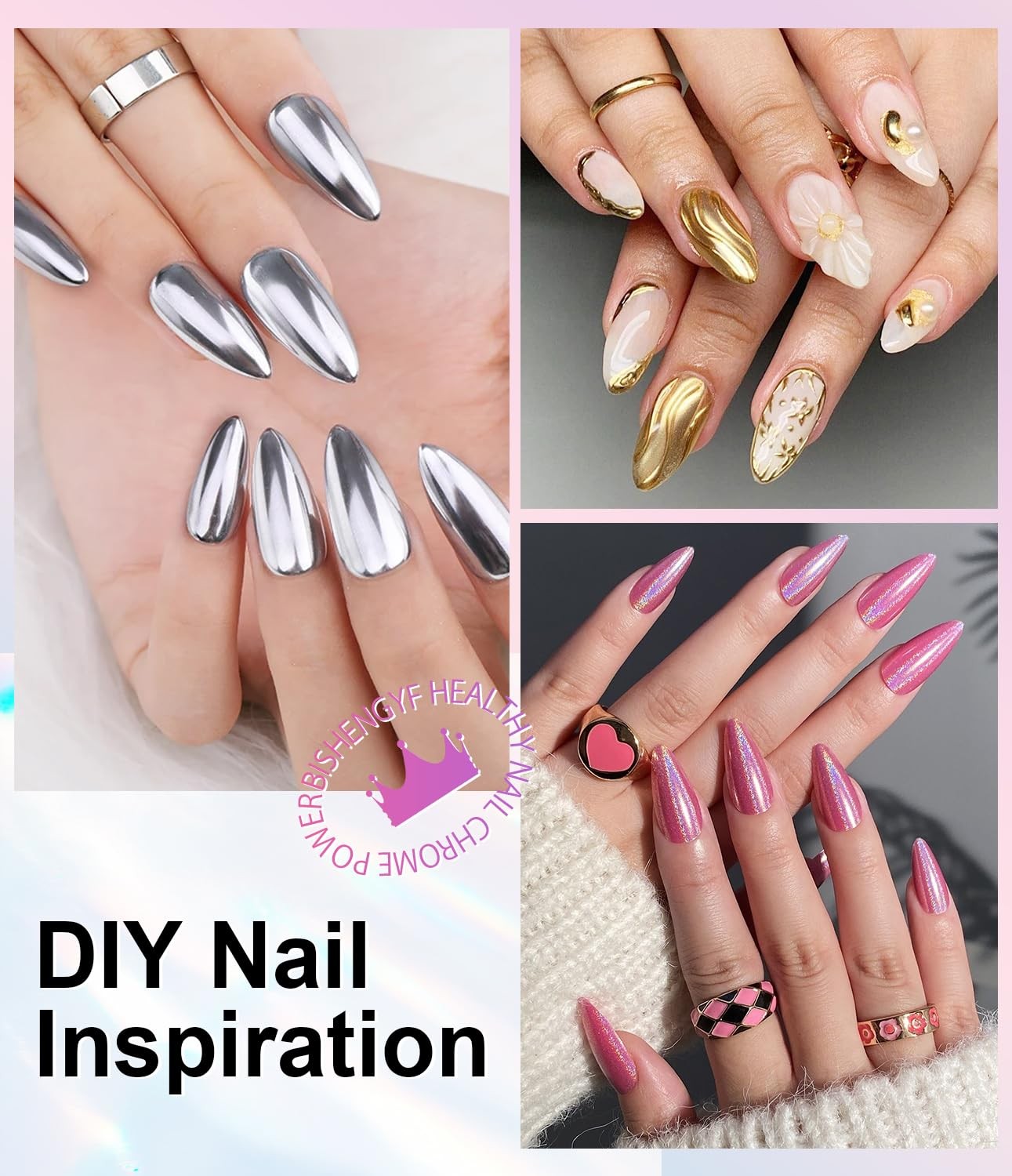 Mermaid Gold Chrome Nail Powder: 6 Colors Mirror Effec Green/Pearl Chrome Nai…