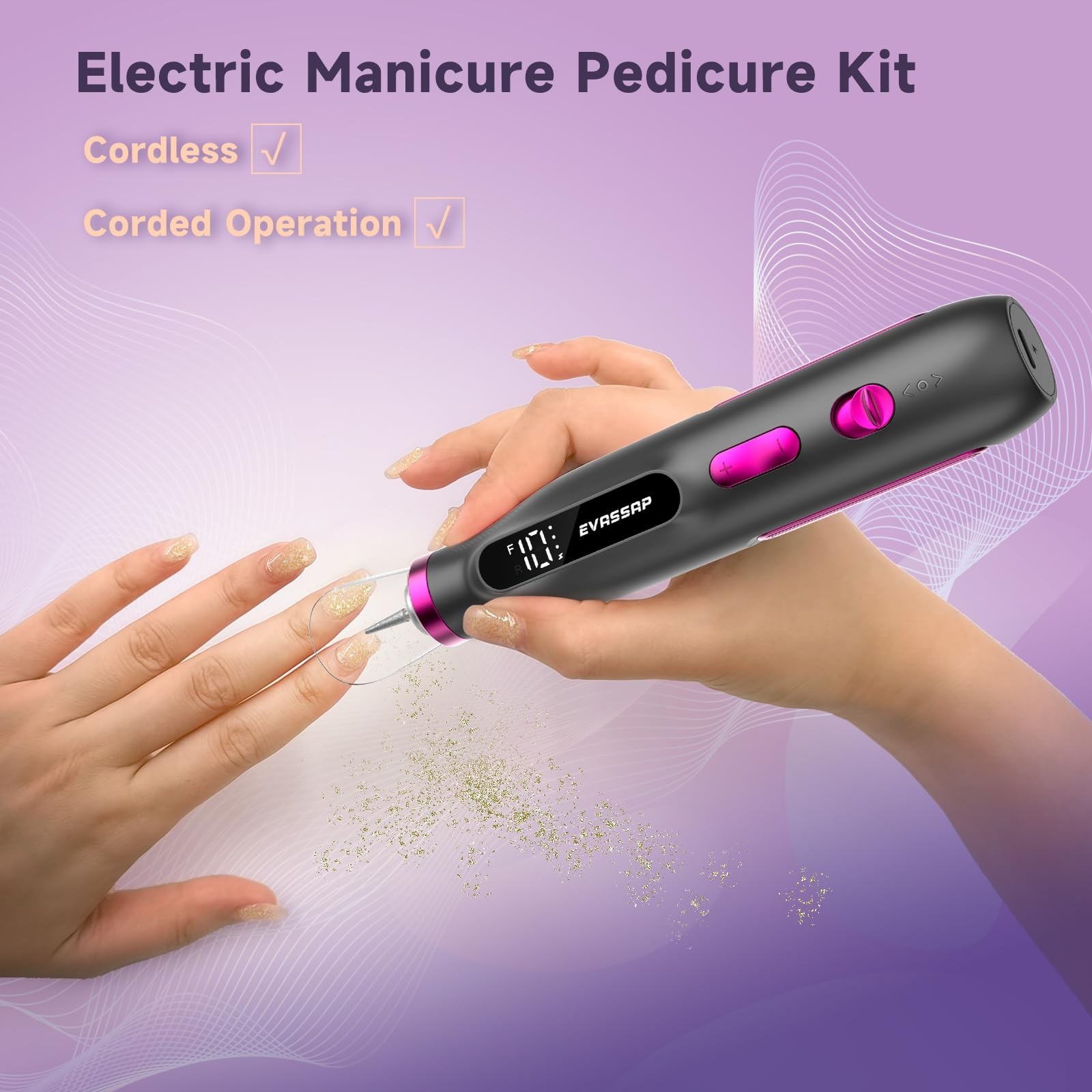 Professional Nail Drill,Electric Nail File kit for Acrylic Gel Nails,Electric…