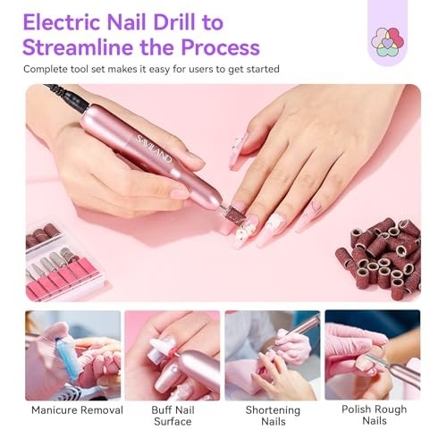 All-In-One Acrylic Nail Kit with Drill – Beginner Friendly, Clear White Pink Pow