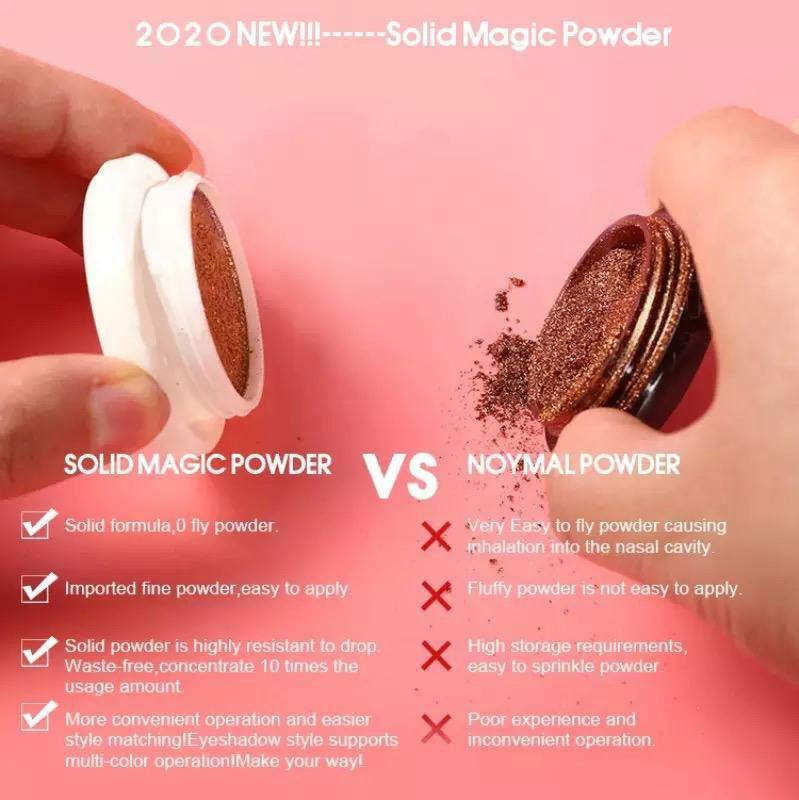 Nail Mirror Chrome Powder Two Colours Pressed Solid Rose Gold Silver Shimmer