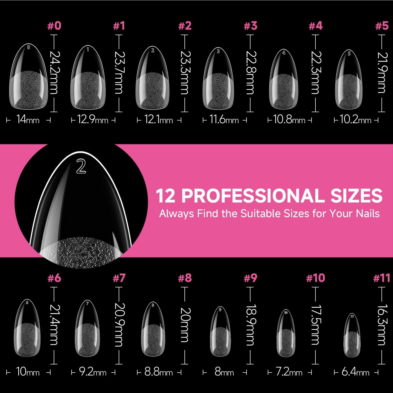 Long-Lasting 504 Full Coverage Almond Nail Tips – Soft Gel, Easy Application