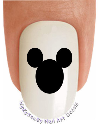 Nail Art 630 IMAGE Mickey Mouse Ears Black WaterSlide Nail Decals Transfers