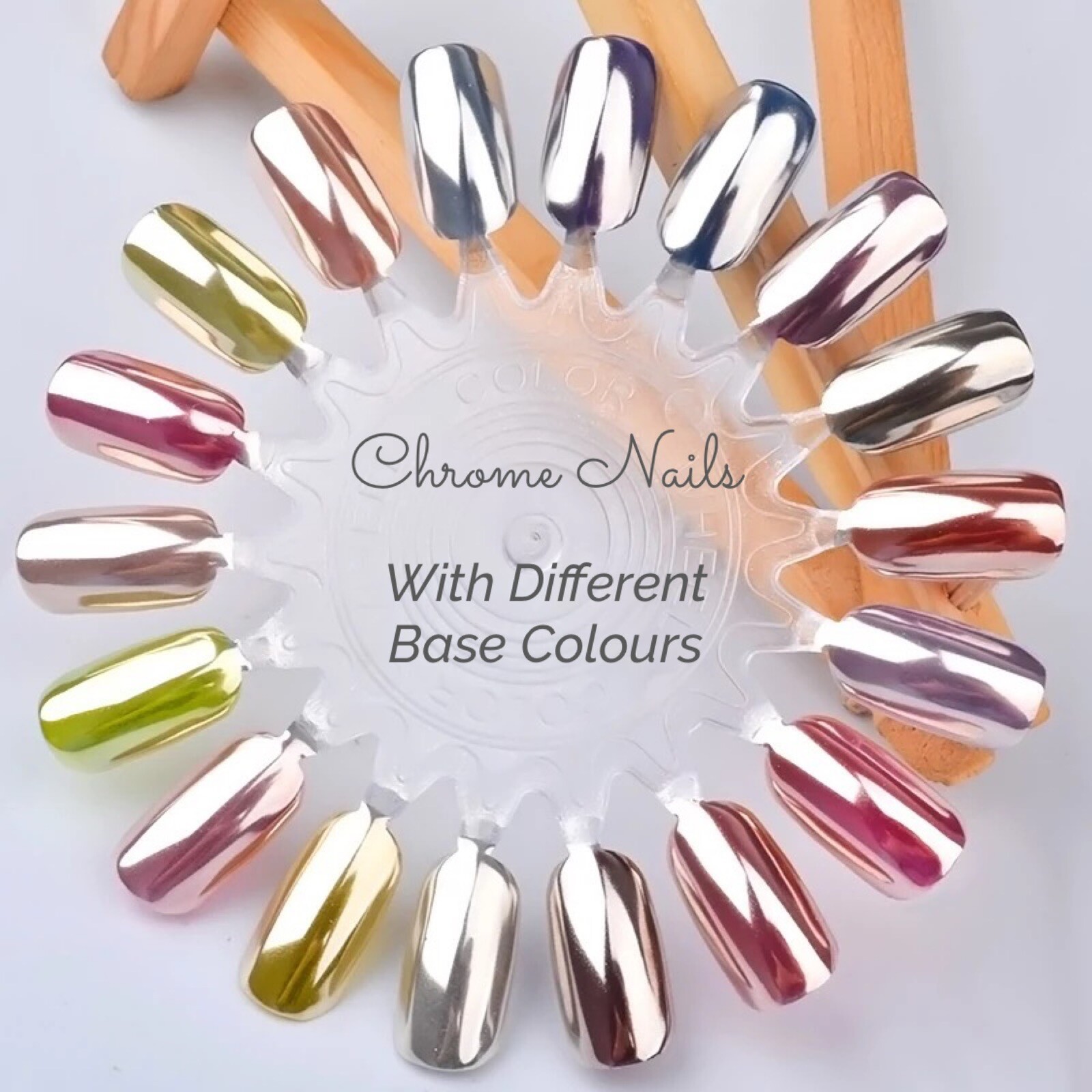 MIRROR NAIL POWDER Silver CHROME for Rose Gold Nails EFFECT Pigment Nail Art R