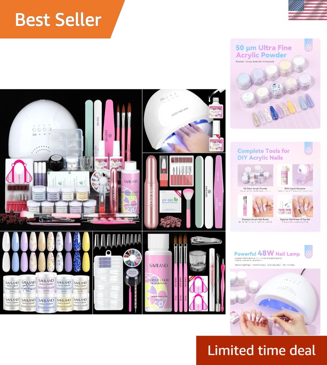 All-In-One Acrylic Nail Kit: 48W Lamp, Nail Drill & Brushes for Stunning Nails