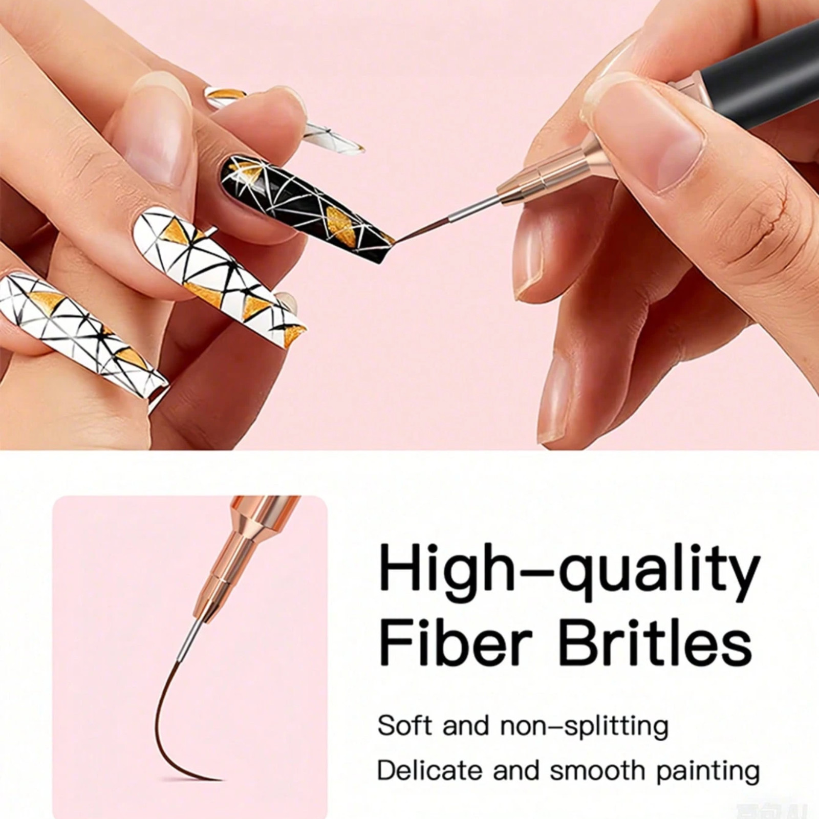 5pcs Nail Art Painting Brush Set French Nail Lining Brush with UV Gel for Women