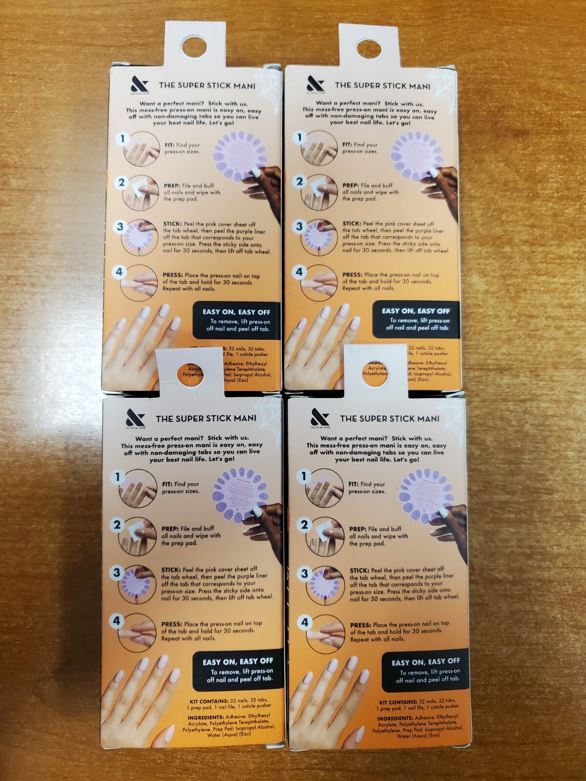 4 Pack: Olive & June Press On Nails Super Stick Mani Boogie Bones (9442) – R9P6b