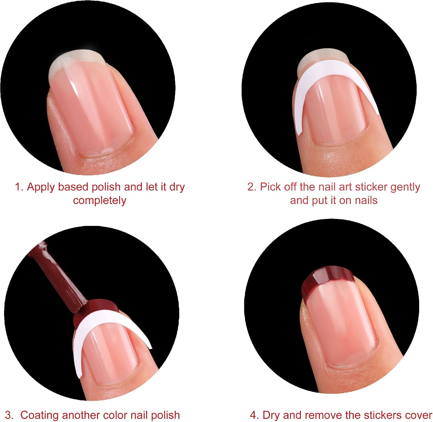 576 Pcs French Tip Nail Stickers Moon Shape Manicure Strips | Self-adhesive Stri