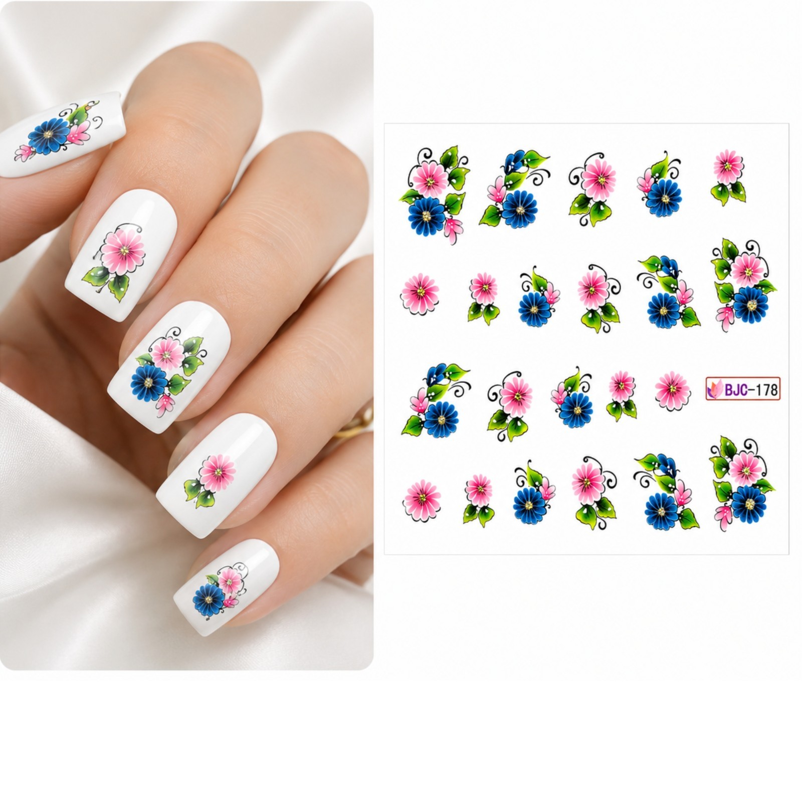 Flower Nail Decals Water Transfer Blooming Garden Manicure Summer Beauty gift