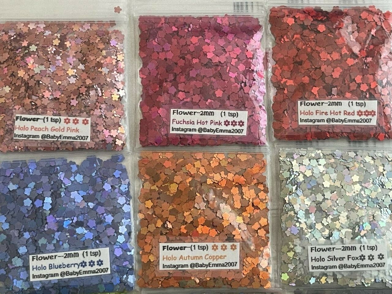 Solvent Resistant Holo FLOWER shape Glitter U Pick Color-Nail Art Face Crafts-US